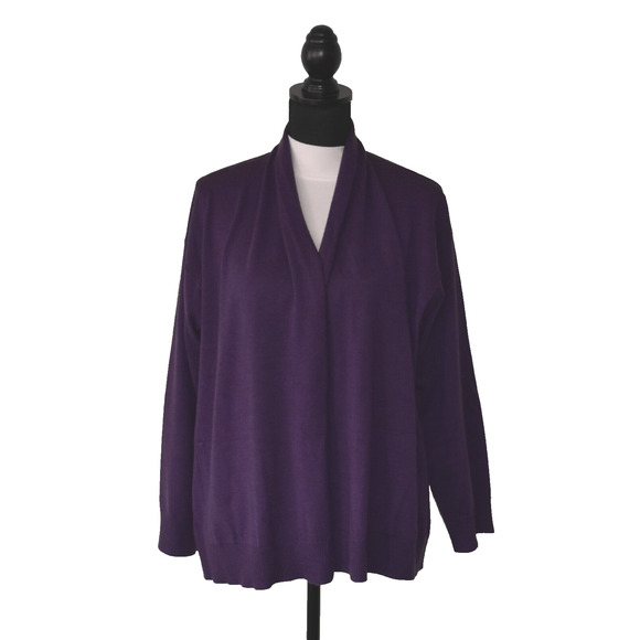 A8 NEW EILEEN FISHER Extra Fine Merino Wool Open Front Cardigan Sweater Size XL - Picture 1 of 5